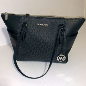 Michael Kors Charlotte Black Signature Large Tote Shoulder Bag